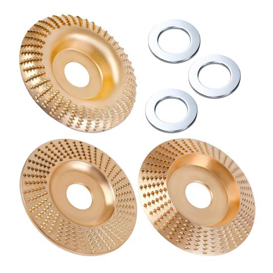 3Pcs Angle Grinder Polishing Pad, Wide Angle Grinder Compatible 4-4.5 Inch with Adapters, Curved Grooved Anti-Clog Teeth for Engraving Polishing