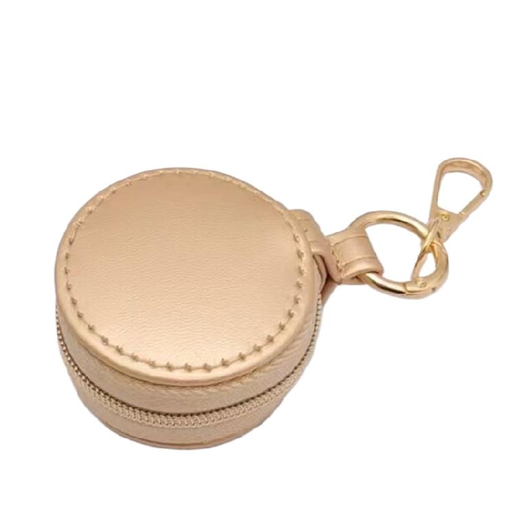 Convenient Keychain Jewelry Holder PU Leather Ring Case for Secure Storage of Accessories In a Compact Travel Size