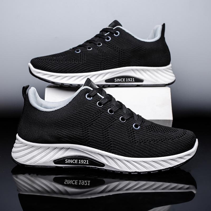 

Кроссовки мужские осенне-зимние повседневные туфли Fly-Woven Кроссовки для бега на открытом воздухе с низким верхом из дышащей ткани 44 чёрный