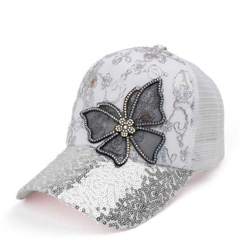 Spring & Summer Sequin Bow Baseball Cap: Breathable Mesh Sun Protection Hat
