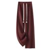 Ankola Women's Red Wool Blend Wide-Leg Sweatpants - 2024 Autumn/Winter Casual Joggers