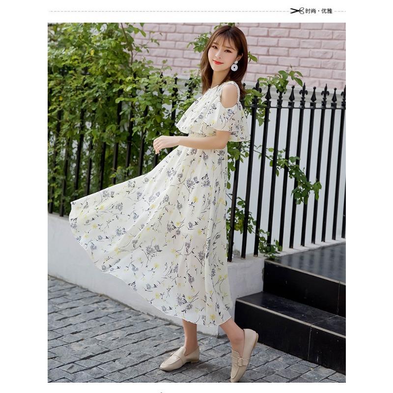 YYFS Women's Fashion Summer Spring Solid Color Print Short Sleeve O-Neck High Waist Casual Dresses