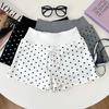 Nuovi Pantaloncini Sportivi a Pois con Coulisse Donna Estate Versatili Slim-fit Casual Pantaloni Dritti