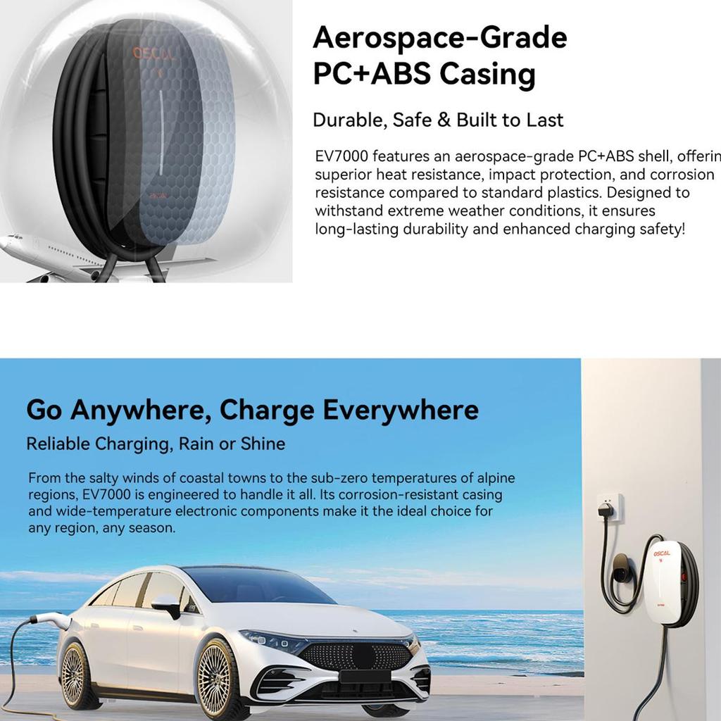 OSCAL IP65 EV charger EV7000 DC fast charger Electric Car Charger 7kW 32A/16A 220v-240v Charging Station