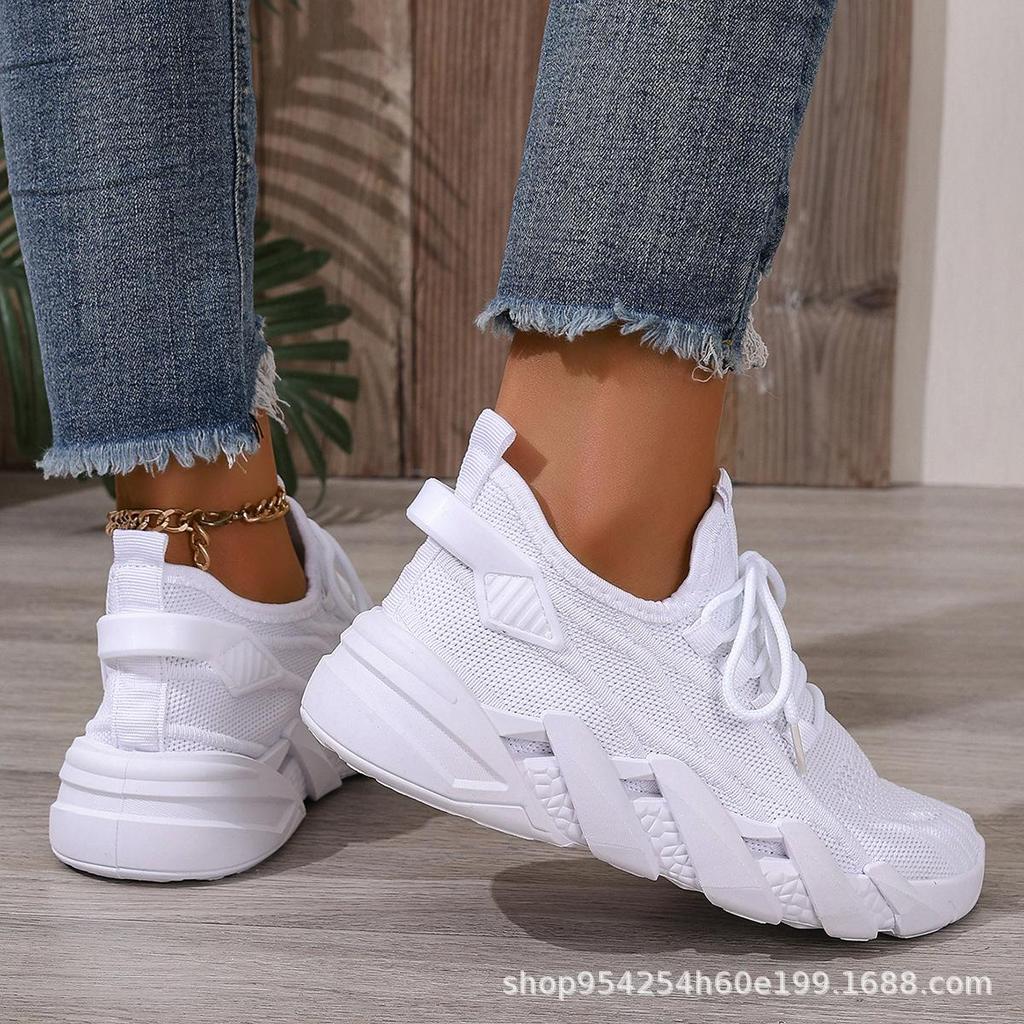 Chaussures de Course, Chaussures de Sport Décontractées à Semelle Souple pour Femmes, Chaussures Simples Respirantes, Chaussures en Maille Tissée Volante, Chaussures de Sport