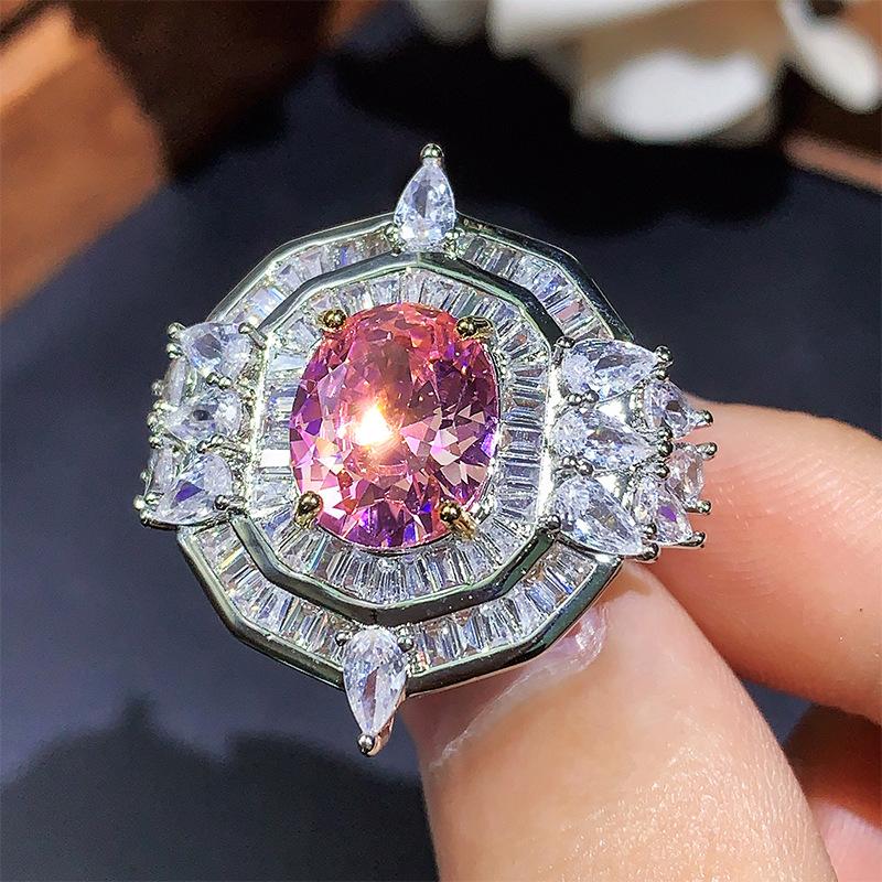 

Новое цветное цирконие высокого класса яркий китайский красный розовый бриллиант желтый бриллиант ожерелье открытое кольцо мода