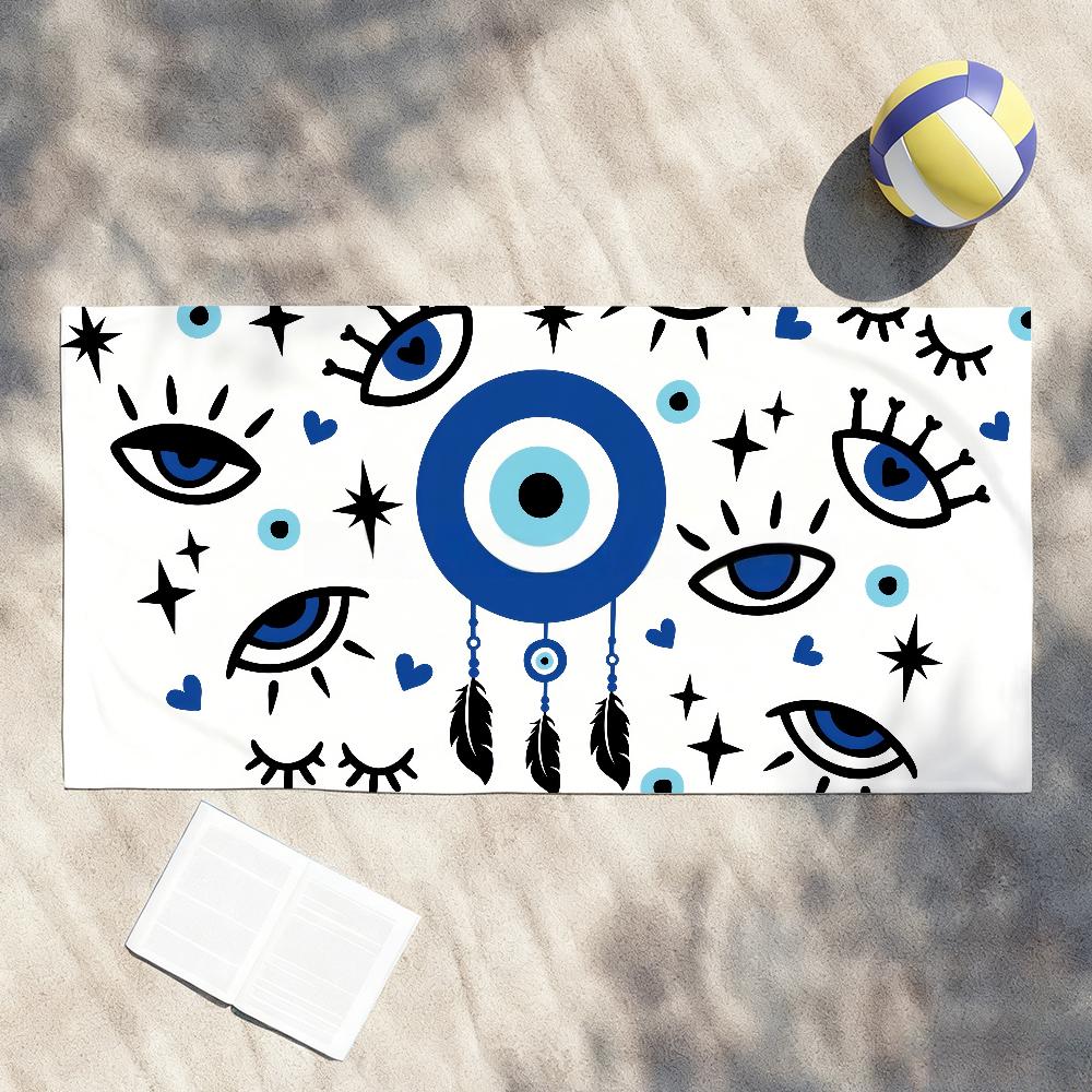 

Evil Eye Art Print Towel Shower Sauna Travel Spa Quick Dry Gym Accessories Soft Large Beach Towels W40*H60(CM)