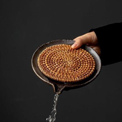 Coarse Pottery Gongfu Tea Set Dry Brewing Tray Traditional Chinese Tea Ceremony Accessories Heat Resistant Teapot Stand Coaster