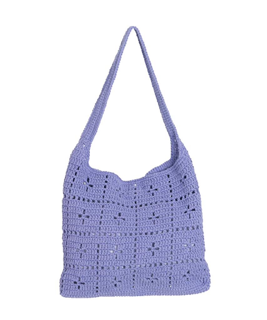 Slowslowly Lily Punching Handmade Crochet Shoulder Bag _ Purple