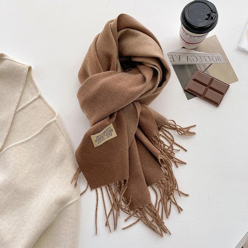 Super Soft Waxy Cashmere Scarf for Women in Winter High End  Korean Version  Versatile Camel Color  Double sided Solid Color  Warm Scarf for Mother