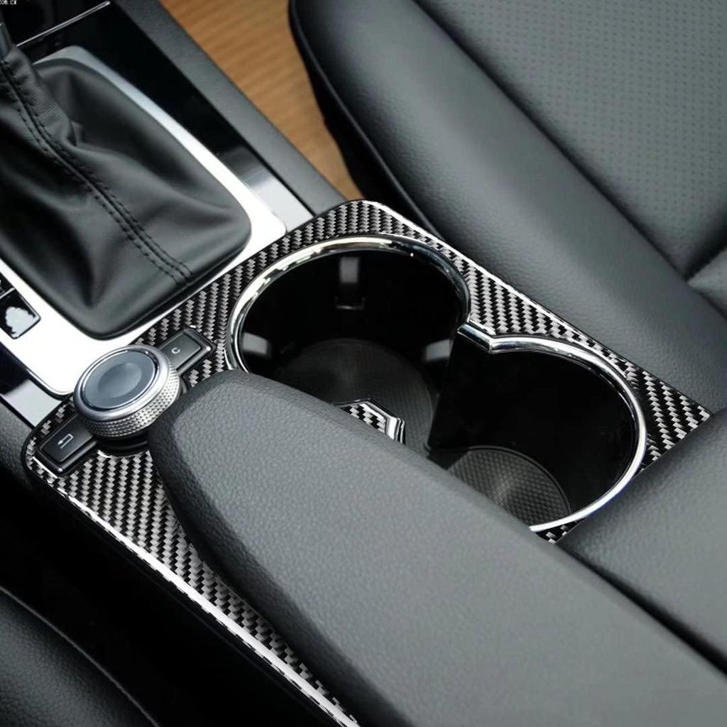 Carbon Fiber Central Console Armrest Water Cup Holder Frame Cover Trim for Mercedes-Benz C-Class W204 C180 C200 C250 Coupe Sport C300 C63 AMG