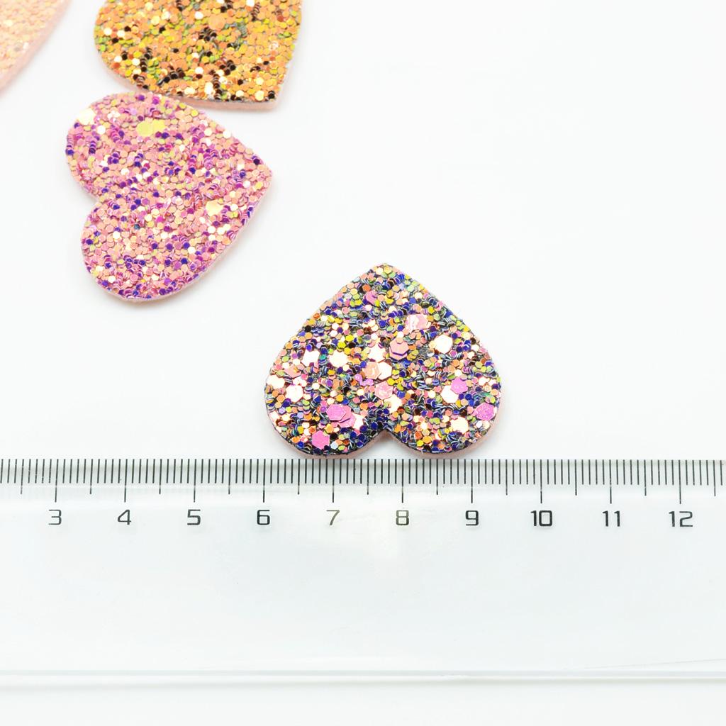 20 Pieces Korean Style Felt Heart Sequin Appliques Flatback Embellishment Making Crafting