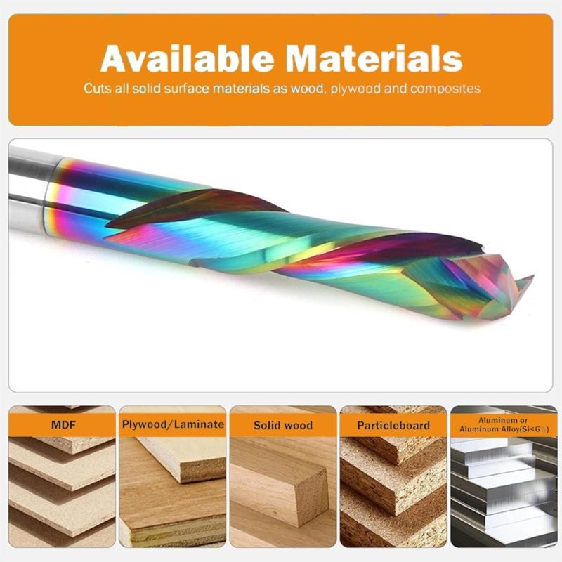 Alloy Router Bit 1/4inch Shank Collection Including Flat Ballnose V Shaped Cutters for Woodcraft Projects