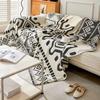 Boho Style Chenille Sofa Towel with Tassels, Double-side, for Living Room Camping Picnic Large Blanket Leisure Relax Beach Towel