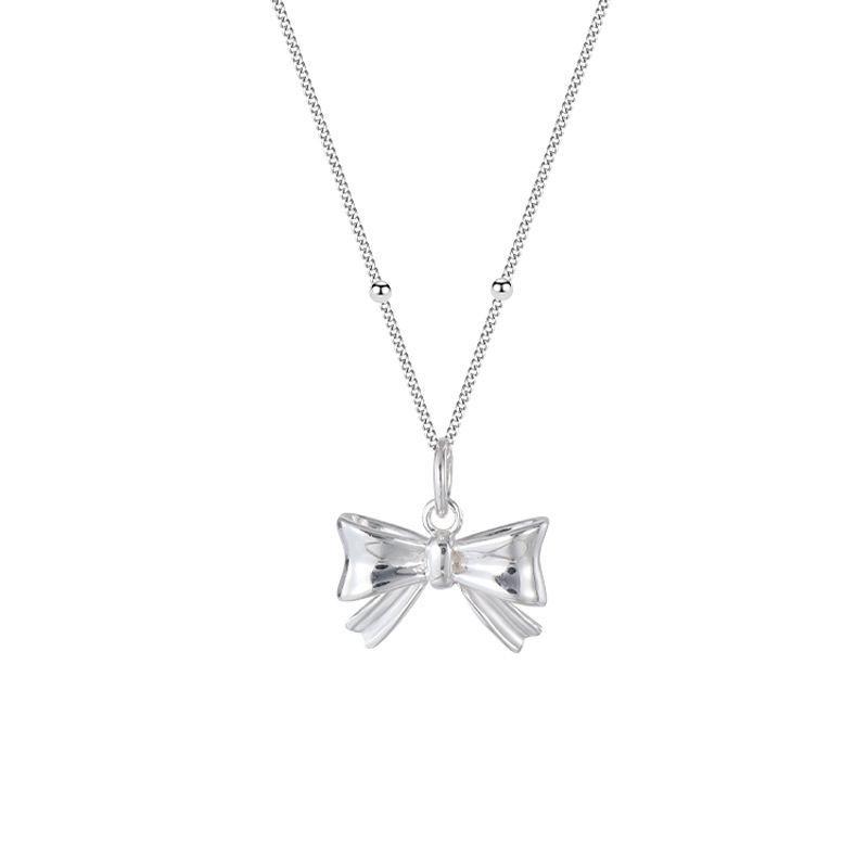 3D Sweet Bow Necklace for Women Summer Light Luxury Niche Design Ins Style Simple Exquisite Wholesale Collarbone Chain
