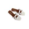 Spot! Su Yinyin's same h-slippers French one-word belt casual beach flat-bottomed slippers women's sandals outside summer