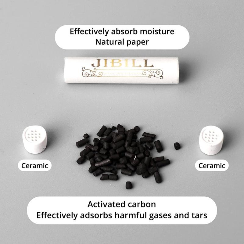 50pcs 6X26MM Activated Carbon Filter with Both Ceramic Caps Smoking Pipe Extra Slim 6MM Activated Charcoal Filters