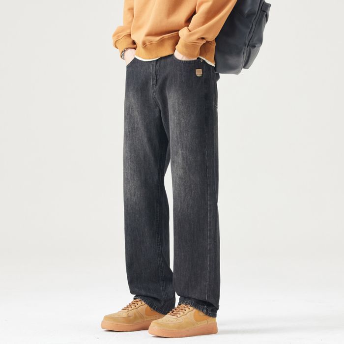 American retro trendy brand washed jeans men's spring and summer new loose wide-leg straight commuter long pants