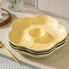 Ceramic Dividing Dumpling Plates New Household 8.5 Inch Flower Shape Kitchen Tableware with Sauce Dish Underglazed Colour Plate