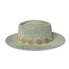 Metal Chain Beach Sun Straw Hats for Women UV Sun Protection Wide Brim Travel Party Hat Hollow Design Boater sombrero de paja