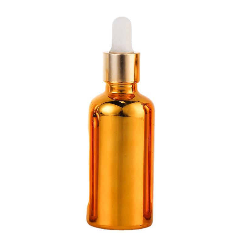 Gold & Silver Electroplated Essential Oil Glass Bottle - Light-Proof, Thickened, Portable Travel Serum Dispenser.