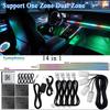 18/22 in 1 Led Acrylic Ambient Lamp 64 213 Color RGB Blutooth APP Control Car Atmosphere Lights Support One Zone Dual Zone 12V