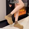 Cowhide thick-soled height-increasing small women's shoes autumn new bag head half slippers one-pedal single shoes