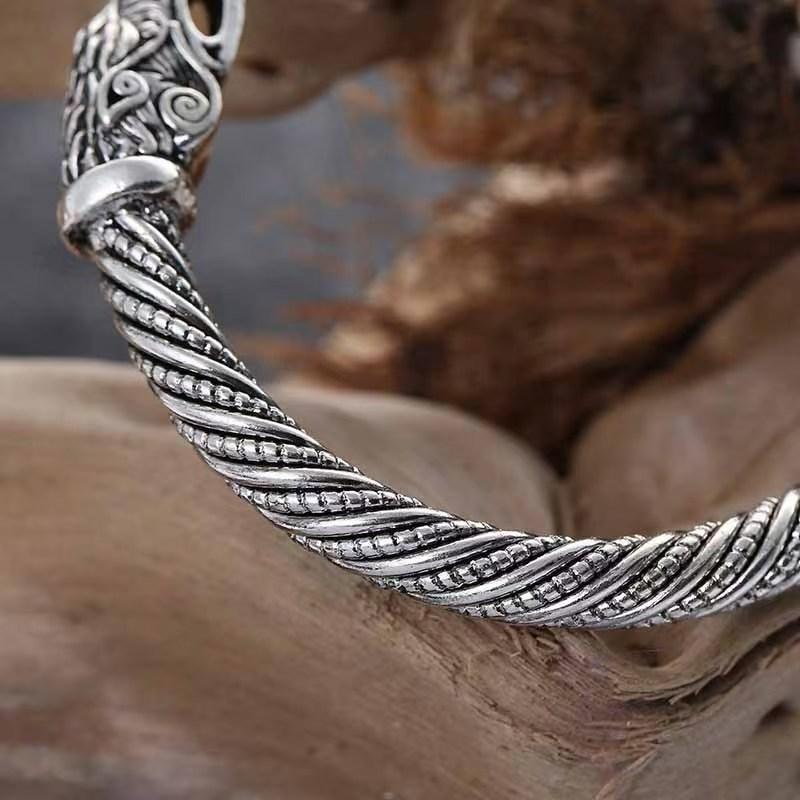 Κουλ Ανδρικό Σκανδιναβικό Βραχιόλι Μπράτσου Βίκινγκ Κεφάλι Λύκου Φένριρ Μανσέτα Βραχιόλι Για Άνδρες