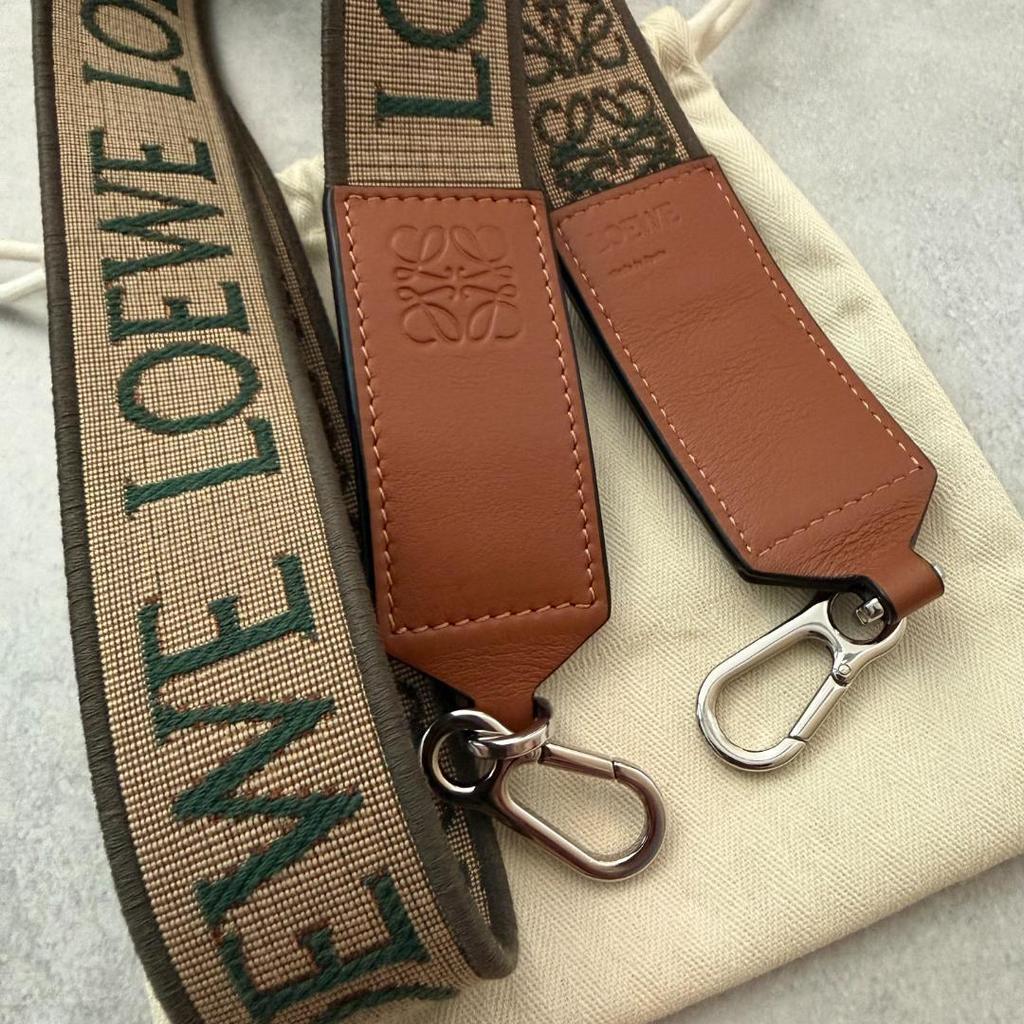 Used Excellent Condition LOEWE Shoulder Strap, Jacquard Anagram, Leather, Logo