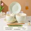 ZISIZ High-Temperature Floral Cream Marble Dinnerware Set