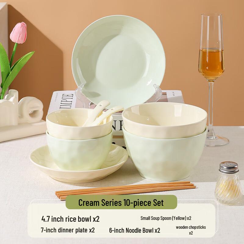 ZISIZ High-Temperature Floral Cream Marble Dinnerware Set