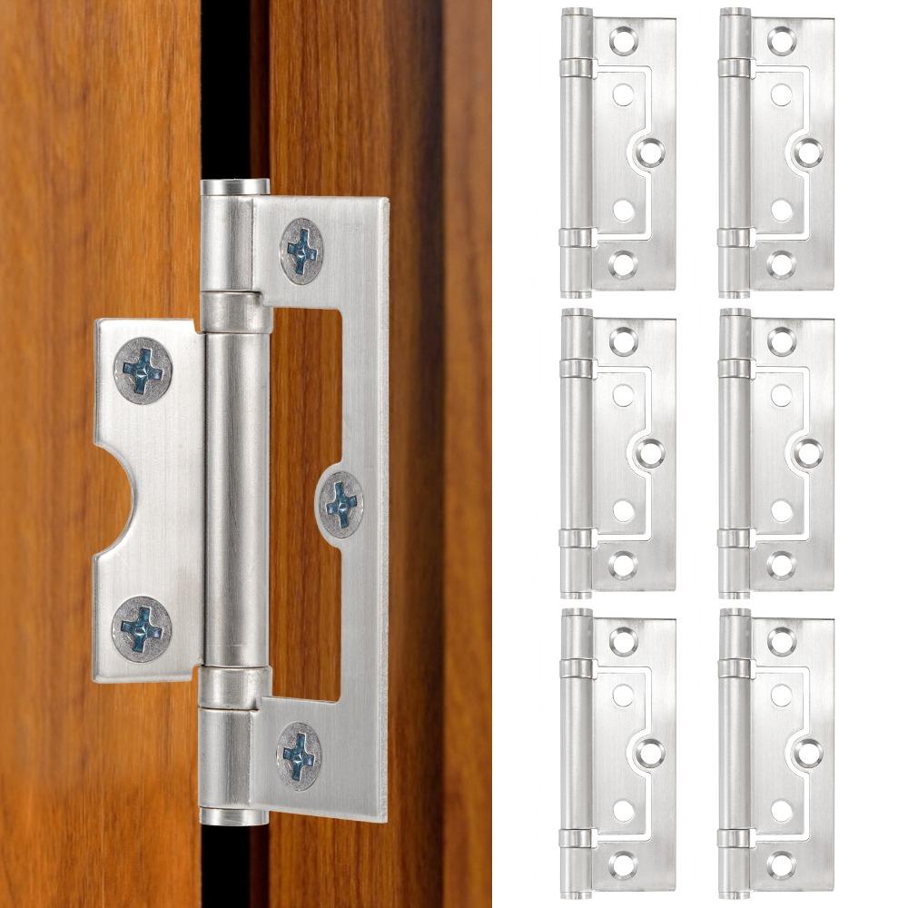 6pcs Stainless Steel Door Hinges Smooth Cabinet Hinges Mute Butterfly Hinges Wardrobe
