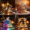 Wooden Scene Light Up Christmas Tabletop Decor Holiday Mantel Decoration