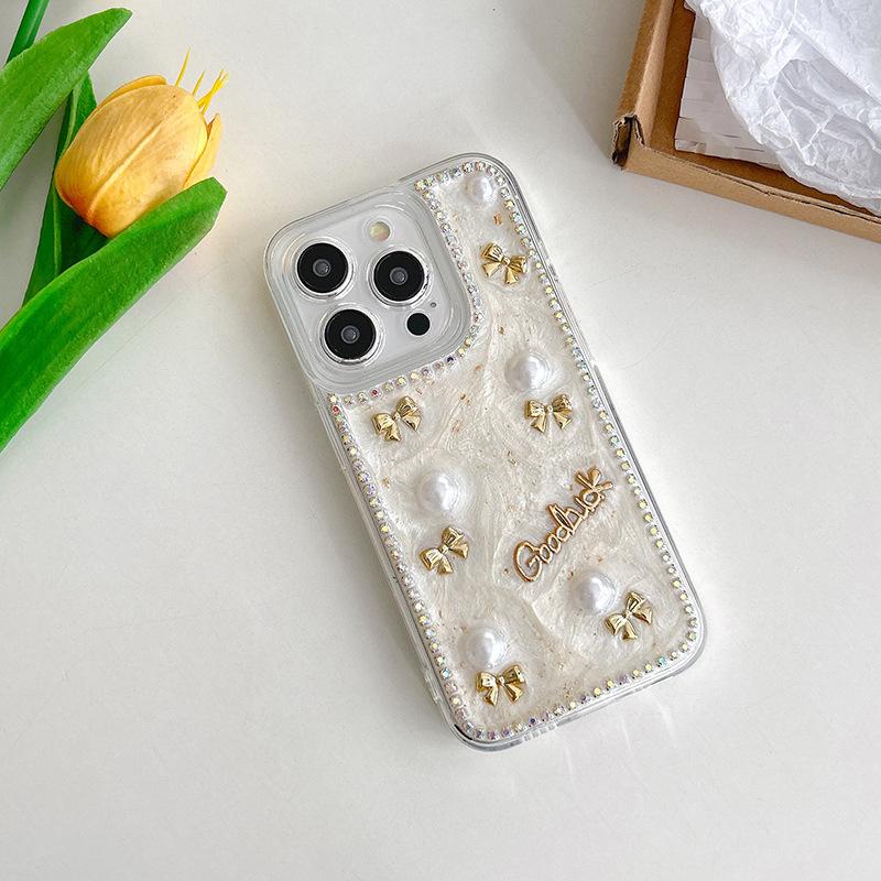 

Чехол для телефона с жемчужным бантом-звездочкой для Apple 17 Promax Все включено для IPhone 16 Plus Противоударный Женская версия For iPhone 17Promax