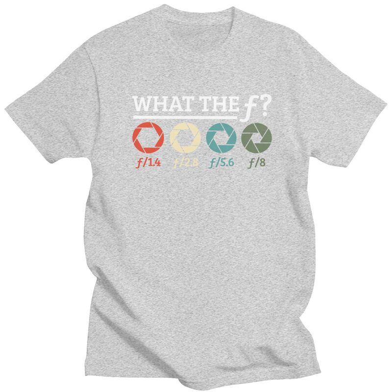 Individuelles Fotografen What The F T-Shirt für Herren 100% Baumwolle T-Shirt Freizeit-T-Shirt Kurzarm-T-Shirt Locker geschnitten Kleidung Geschenk