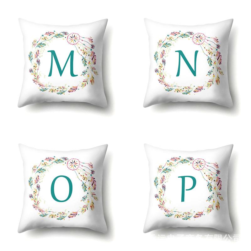 Polyester Pillowcase Simple Home Furnishing 26 English Letter Printed Pillowcase Car Cushion Waist Cushion Cover