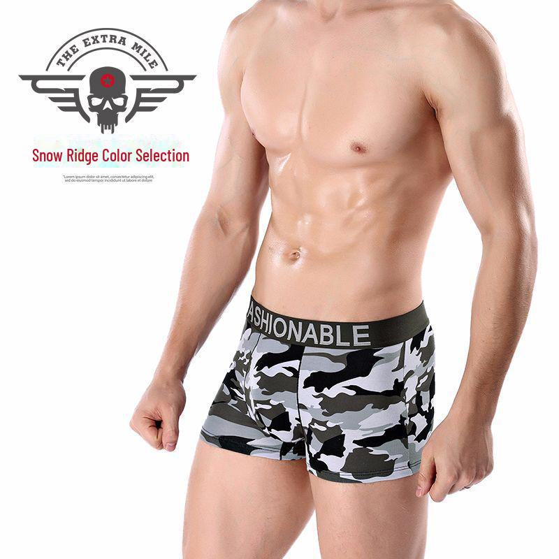 Men's Camouflage Cotton Boxer Briefs - Trendy, Breathable Military Style