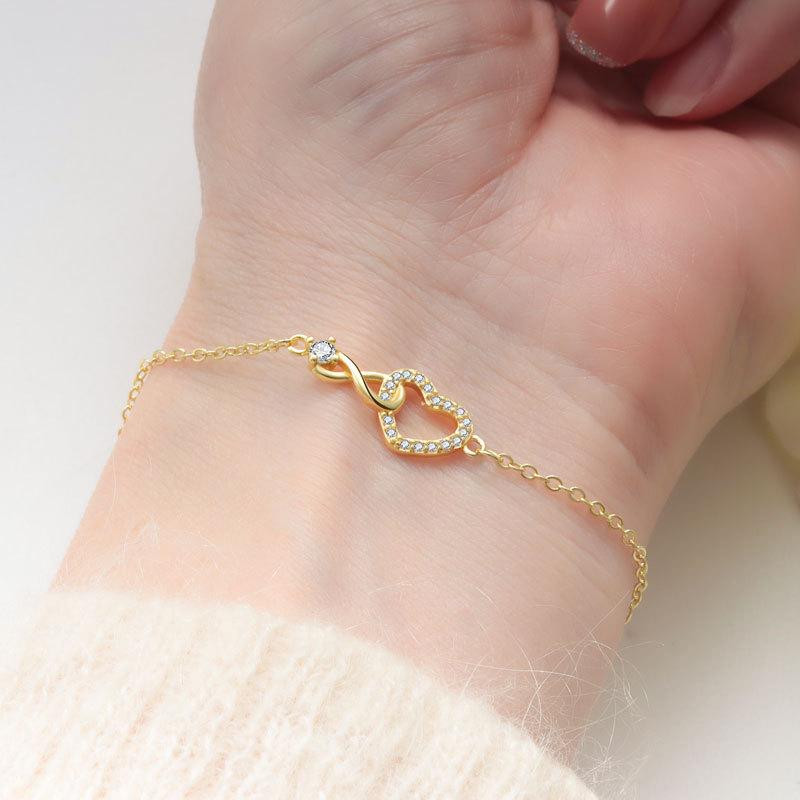 Light Luxury Infinity Symbol Diamond Heart Bracelet For Women Fashion Heart Shaped Bangle Romantic Gift Jewelry