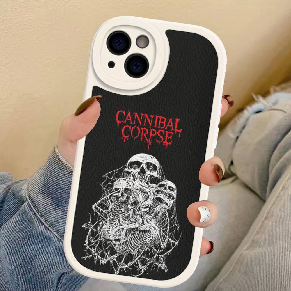 C-Cannibal C-Corpse Band Leather Phone Case For IPhone 16 16e 15 14 13 12 11 Pro Max Plus Mini Cover