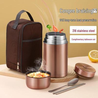 Tragbarer Thermoskanne aus Edelstahl mit großem Fassungsvermögen: Isolierter Schmortopf und Lunchbox für Bürofrauen