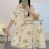 Spring And Summer Pajamas Women'S Short-Sleeved Three-Piece Cartoon Cute Little Dinosaur Lazy Style Loungewear