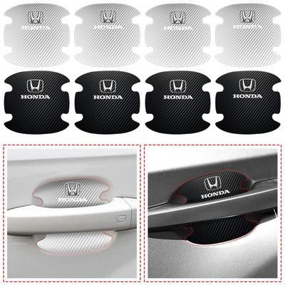 4P/Conjunto Adesivo Anti-riscos para Maçaneta de Porta de Carro Fibra de Carbono para Civic Fit Jazz Accord Pilot Passport Stepwgn CRV BRV HRV Vezel