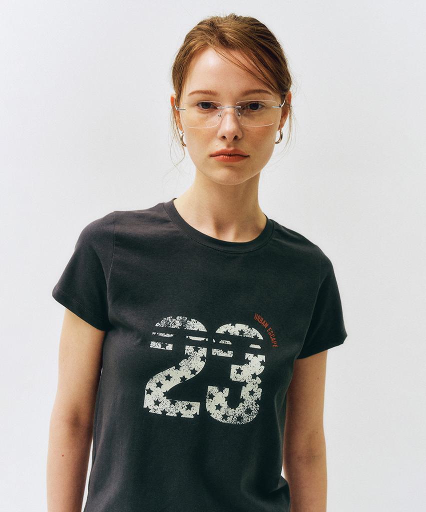 CITTA Retro Star Number 23 T-Shirt_Ctt378 (Charcoal)