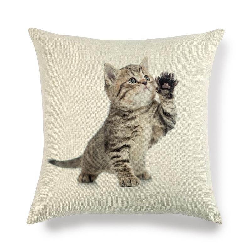 Cartoon Cat Pattern Series Super Soft Cotton and Linen Material Pillow Cover for Home Sofa Decoration Pillow Cover