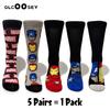 5 Pairs/Pack Men Funny Socks Casual Hip Hop Creative Cartoon Novelty Calcetines Hombre Street