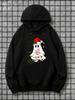 Christmas Hat and Holiday Lights Pattern Hoodie, Unisex Basic Sweatshirt, Printed Sweatshirt, Plus Size