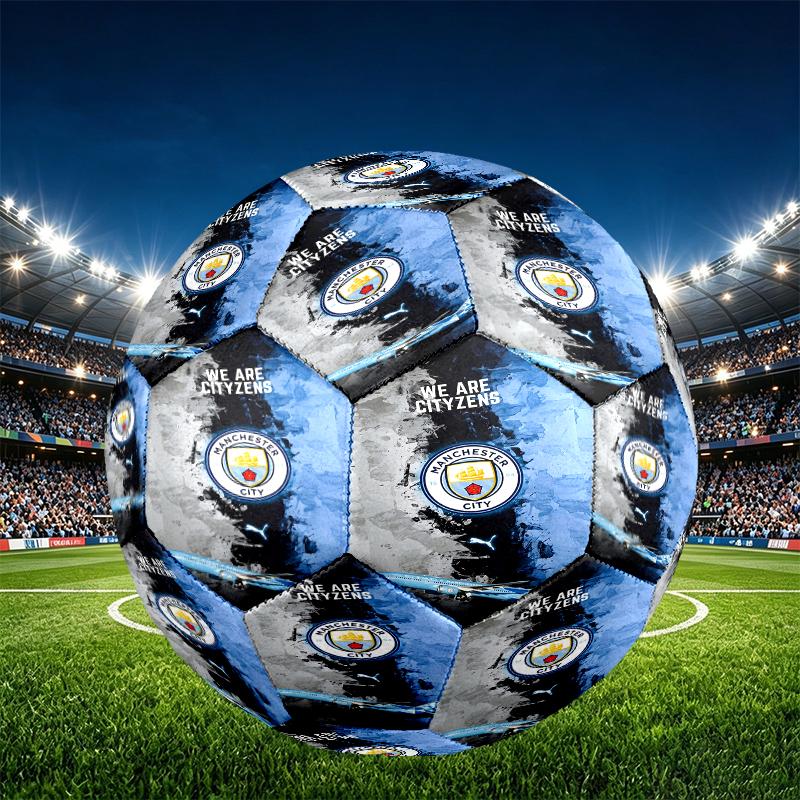 Manchester City FC Print Size 5 Soccer Ball, PU Wear Resistant Football for Match Training and Daily Practice, Birthday Gift for Soccer Fans