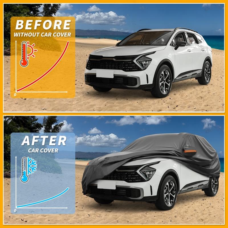 Motoforti All-Weather Waterproof Car Cover - UV-Resistant Outdoor Full Exterior Protection for Kia Sportage 2010-2025 210D-PU
