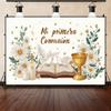 Cross Holy Grail White Dove My First Holy Communion Background Customizable Baptism Party Party DecorationArrangement Background