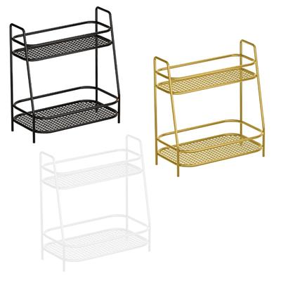 2 Tiers Spice Storage Rack, Seasoning Storage Shelf, Rustproof Bathroom Countertop Organizer for Lotions Make Up Shampoo
